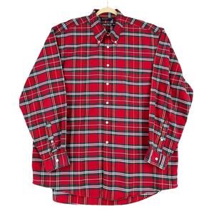 Nautica Red Plaid Long Sleeve Button Down‎ Collar Button Up Shirt Mens XXL